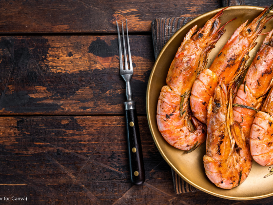 Foto sepiring udang bakar