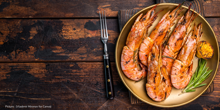 Foto sepiring udang bakar